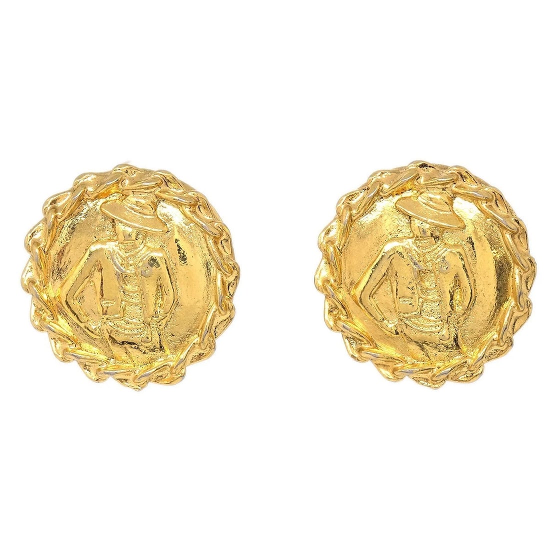 CHANEL BUTTON CLIP-ON EARRINGS GOLD (1 of 3)