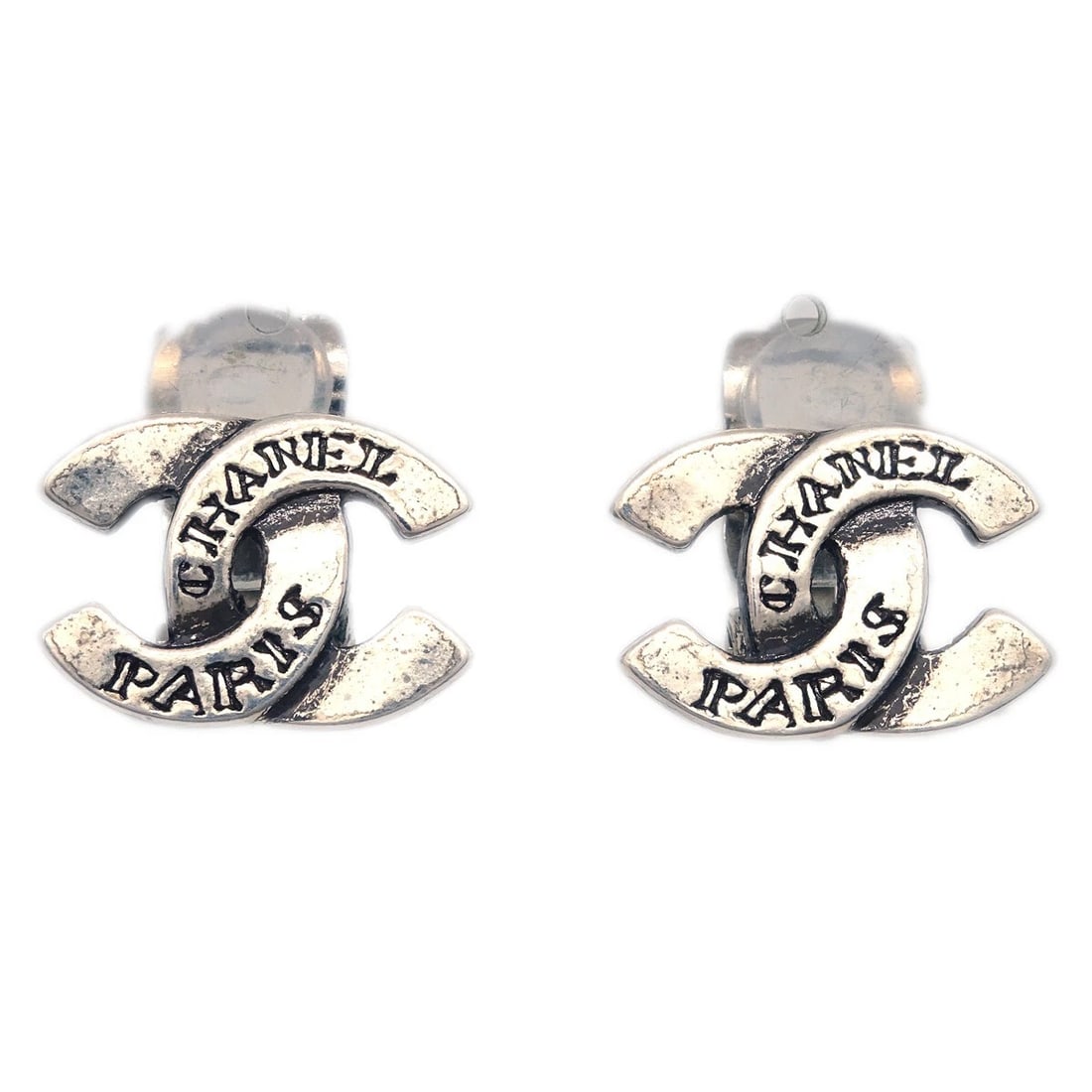 CHANEL CC EARRINGS CLIP-ON SILVER: Chanel CC Earrings Clip-On Silver Brand: CHANEL Type/Style: Earrings Material: Silver Plated, Color: Silver Size: W 1.5 x H 1.0 cm Accessories: None Accessories Notice: When purchasing pre