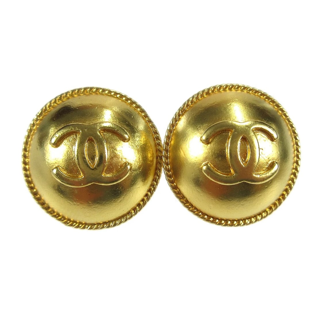 CHANEL BUTTON EARRINGS CLIP-ON GOLD (1 of 2)