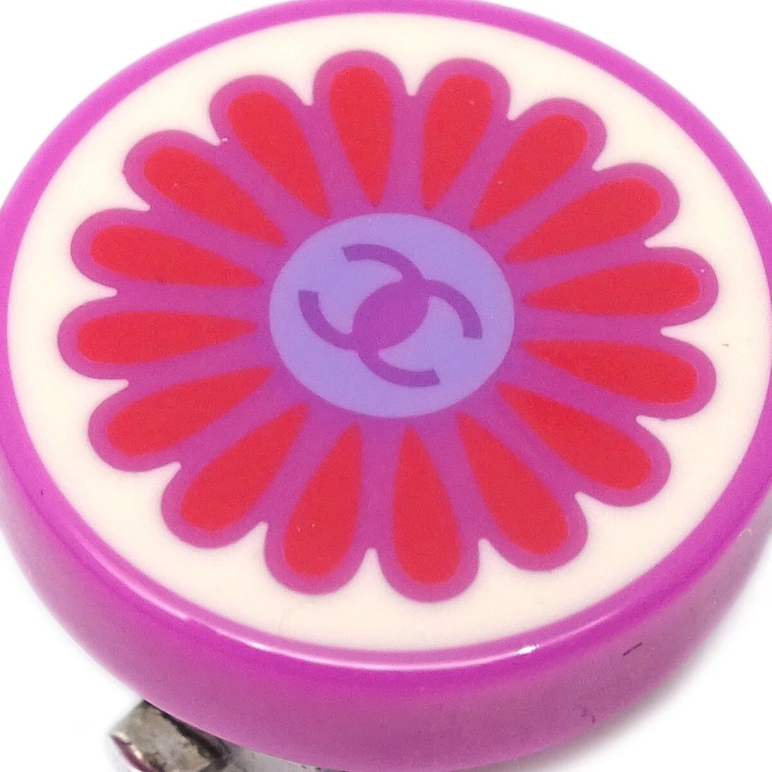 CHANEL BUTTON EARRINGS CLIP-ON PINK - 2