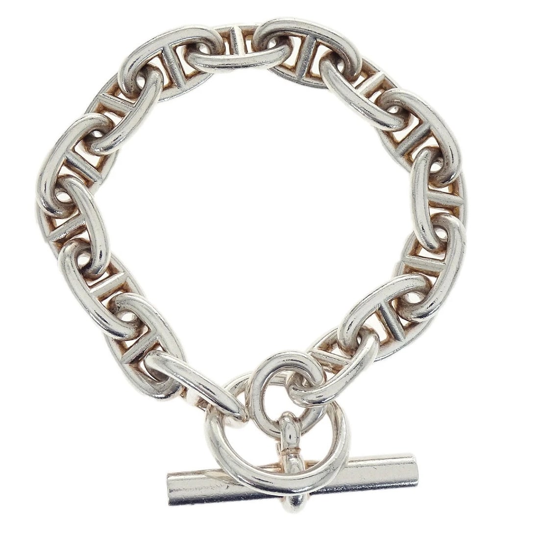 HERMES CHAINE BRACELET AG925 SILVER: Hermes Chaine Bracelet Ag925 Silver Brand: Hermes Type/Style: Bracelet Material: Ag925, Color: Silver Size: Inner circumference : 20.0 cm Width : 0.8 cm 1 frame size W 1.7 x H 0.8 cm 