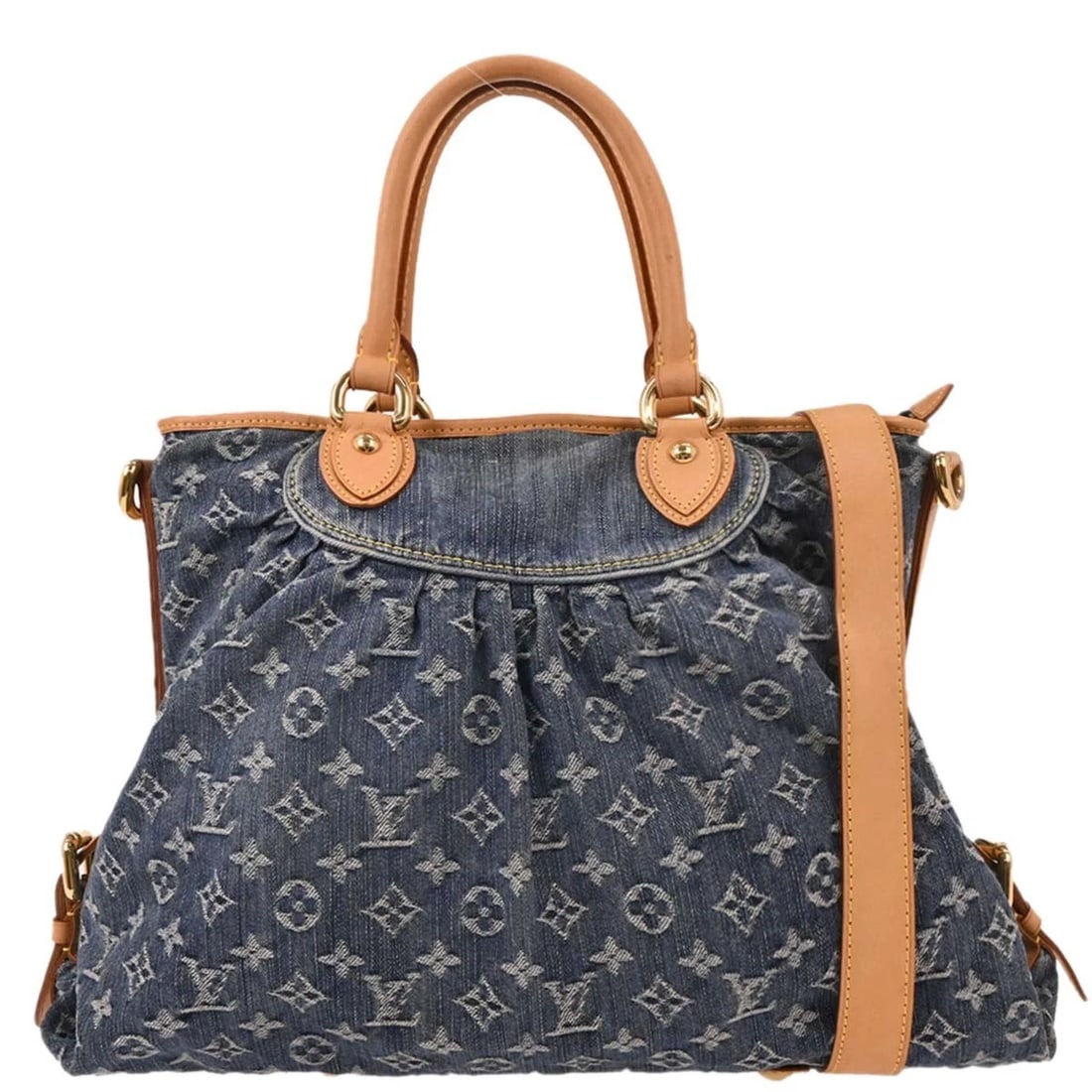LOUIS VUITTON MONOGRAM DENIM NEO CABBY GM 2WAY TOTE BAG: Louis Vuitton Monogram Denim Neo Cabby GM 2way Tote Bag Brand: Louis Vuitton Type/Style: Tote Material: Monogram denim canvas, Leather Color: blue Size: W 16.1 x H 11.8 x D 5.5 " Handle Drop. 5.1