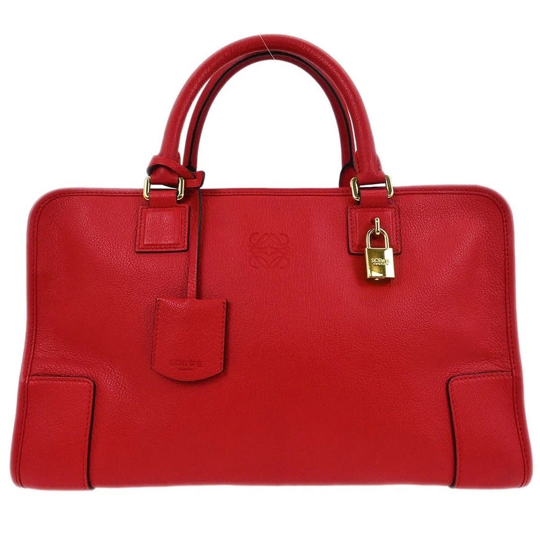 LOEWE RED AMAZONA 36 HANDBAG: Loewe Red Amazona 36 Handbag Brand: Loewe Type/Style: Top Handle Bag Material: leather Color: red Size: W 14.2 x H 9.1 x D 6.3 " Handle Drop. 4.3 " Accessories: None Accessories Notice: Wh