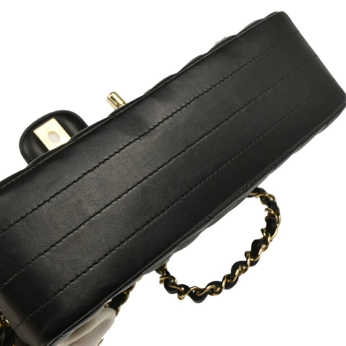 CHANEL BLACK LAMBSKIN CHEVRON SHOULDER BAG - 5