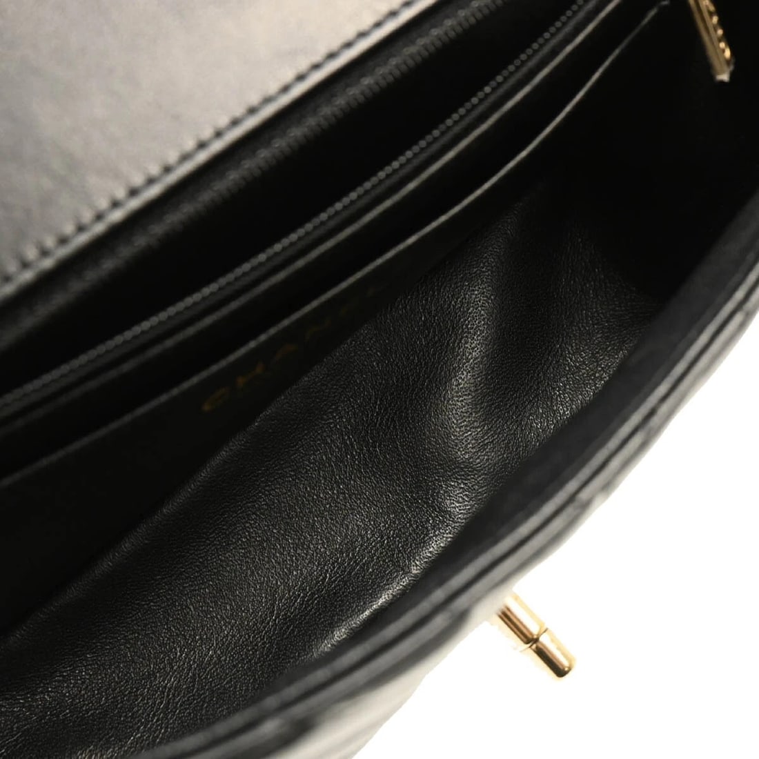 CHANEL BLACK LAMBSKIN CHEVRON SHOULDER BAG - 9