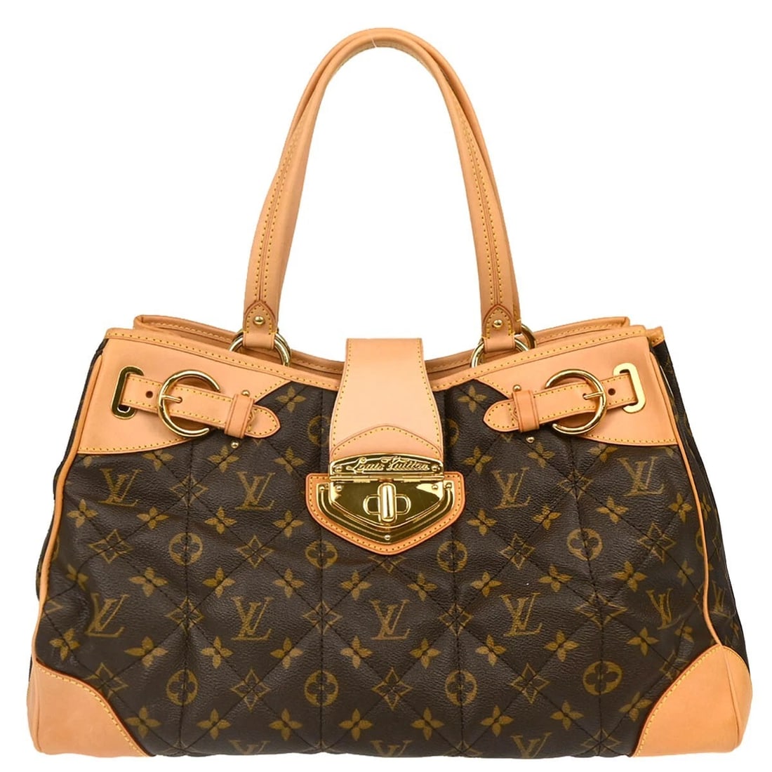 LOUIS VUITTON MONOGRAM ETOILE TOTE HANDBAG: Louis Vuitton Monogram Etoile Tote Handbag Brand: Louis Vuitton Type/Style: hand bag Material: Monogram Canvas, Leather Color: brown Size: W 15.7 " x H 11.0 " x D 6.5 " Accessories: None A