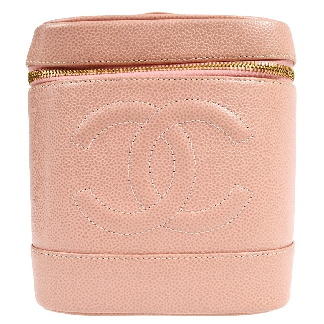 CHANEL PINK CALFSKIN TIMELESS VANITY HANDBAG: Chanel Pink Calfskin Timeless Vanity Handbag Brand: CHANEL Type/Style: CHANEL Vanity Material: calfskin Color: pink Size: W 5.9 x H 6.7 x D 4.7 "Handle Drop. 1.2 " Accessories: None