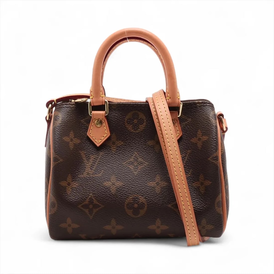LOUIS VUITTON MONOGRAM NANO SPEEDY BROWN: Louis Vuitton Monogram Nano Speedy Brown Brand: Louis Vuitton Type: Shoulder bag Material: None Color: Brown Size: Height:4.1inch Length:6.3inch Depth:3.0inch Handle height:2.4inch Accessories: N