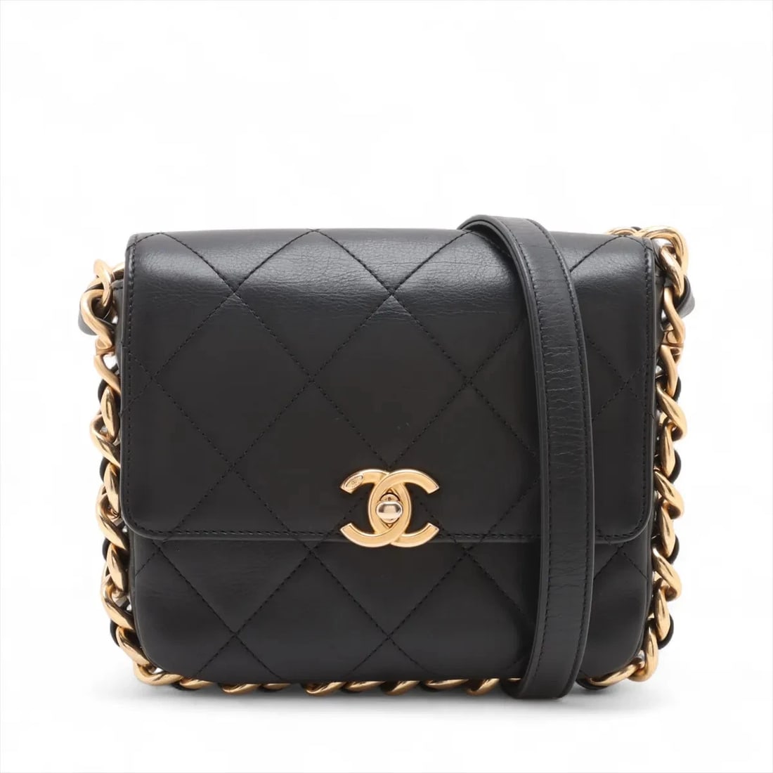 CHANEL MATELASSE LEATHER CHAIN SHOULDER BAG BLACK: Chanel Matelasse Leather Chain Shoulder Bag Black Brand: Chanel Type: Shoulder bag Material: Leather Color: Black Size: Height:6.1inch Length:7.9inch Depth:1.2inch Shoulder height:20.1inch Access