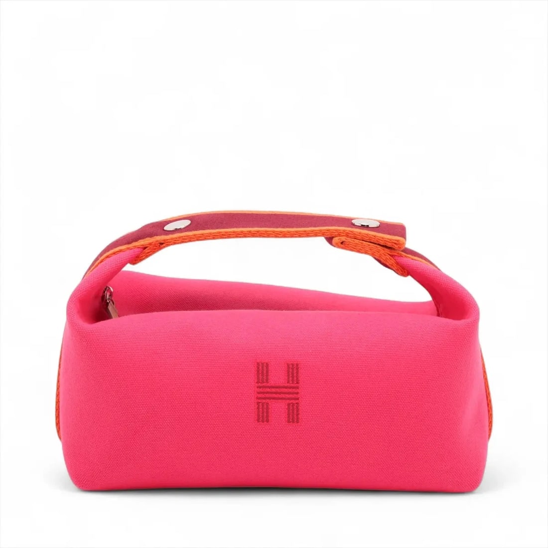 Hermes BRID A BLACK PM CANVAS PINK SILVER: Hermes Brid A Black PM canvas Pink Silver Brand: Hermes Type: Hand bag Material: canvas Color: Pink Size: Height:3.7inch Length:8.3inch Depth:3.7inch Handle height:1.8inch Accessories: None