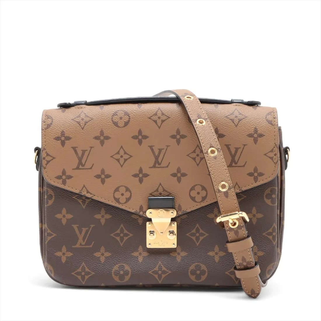 LOUIS VUITTON MONOGRAM REVERSE POCHETTE MÉTIS: Louis Vuitton monogram reverse Pochette Métis Brand: Louis Vuitton Type: Shoulder bag Material: None Color: Brown Size: Height:7.5inch Length:9.6inch Depth:2.8inch Handle height:1.0inch Shoulder
