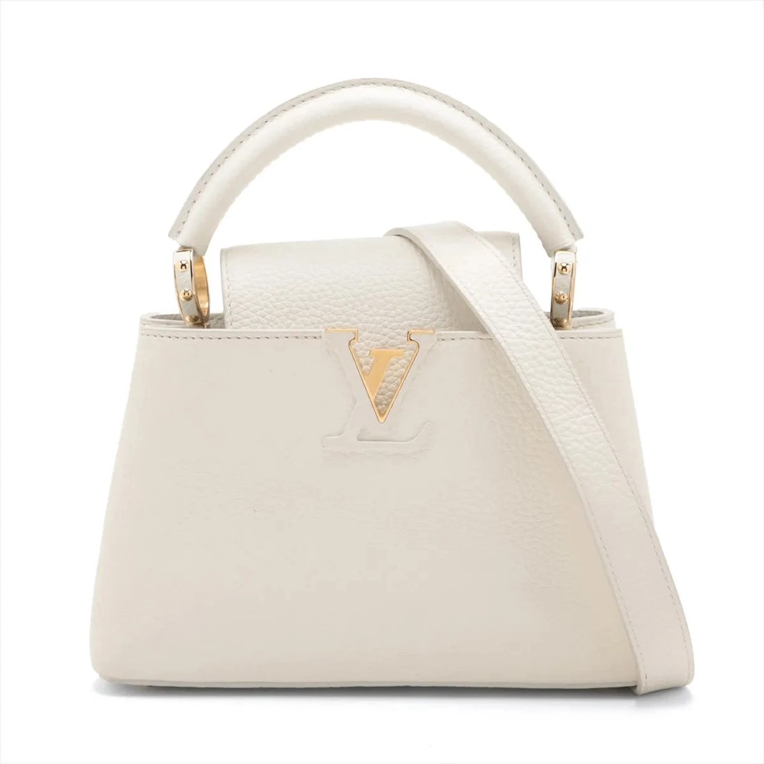 LOUIS VUITTON PARNASSEA MAI CAPUCINES SMALL - WHITE: Louis Vuitton Parnassea Mai Capucines Small - White Brand: Louis Vuitton Type: Hand bag Material: None Color: White Size: Height:6.9inch Length:9.1inch Depth:3.1inch Handle height:2.2inch Shoulder