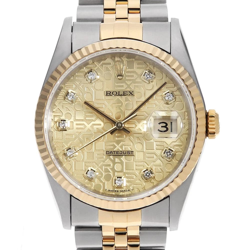 ROLEX DATEJUST DIAMOND CHAMPAGNE: ROLEX Datejust Diamond Champagne Brand: ROLEX Type: Wrist watch Material: Band MaterialStainless Steel/Yellow Gold, Case MaterialStainless Steel/Yellow Gold Color: Champagne Gold Size: