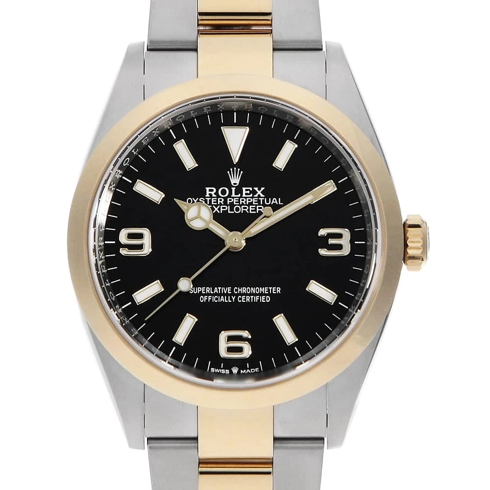 ROLEX EXPLORER BLACK: ROLEX Explorer black Brand: ROLEX Type: Wrist watch Material: Band MaterialStainless Steel/Yellow Gold, Case MaterialStainless Steel/Yellow Gold Color: Black Size: Case:W36mm Circumference of