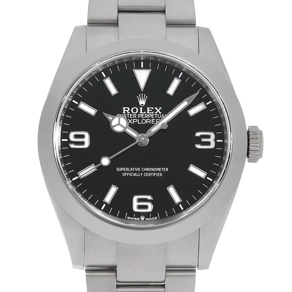 ROLEX EXPLORER BLACK: ROLEX Explorer black Brand: ROLEX Type: Wrist watch Material: Band MaterialStainless Steel, Case MaterialStainless Steel Color: Black Size: Case:W40mm Circumference of Wrist:19.5cm 