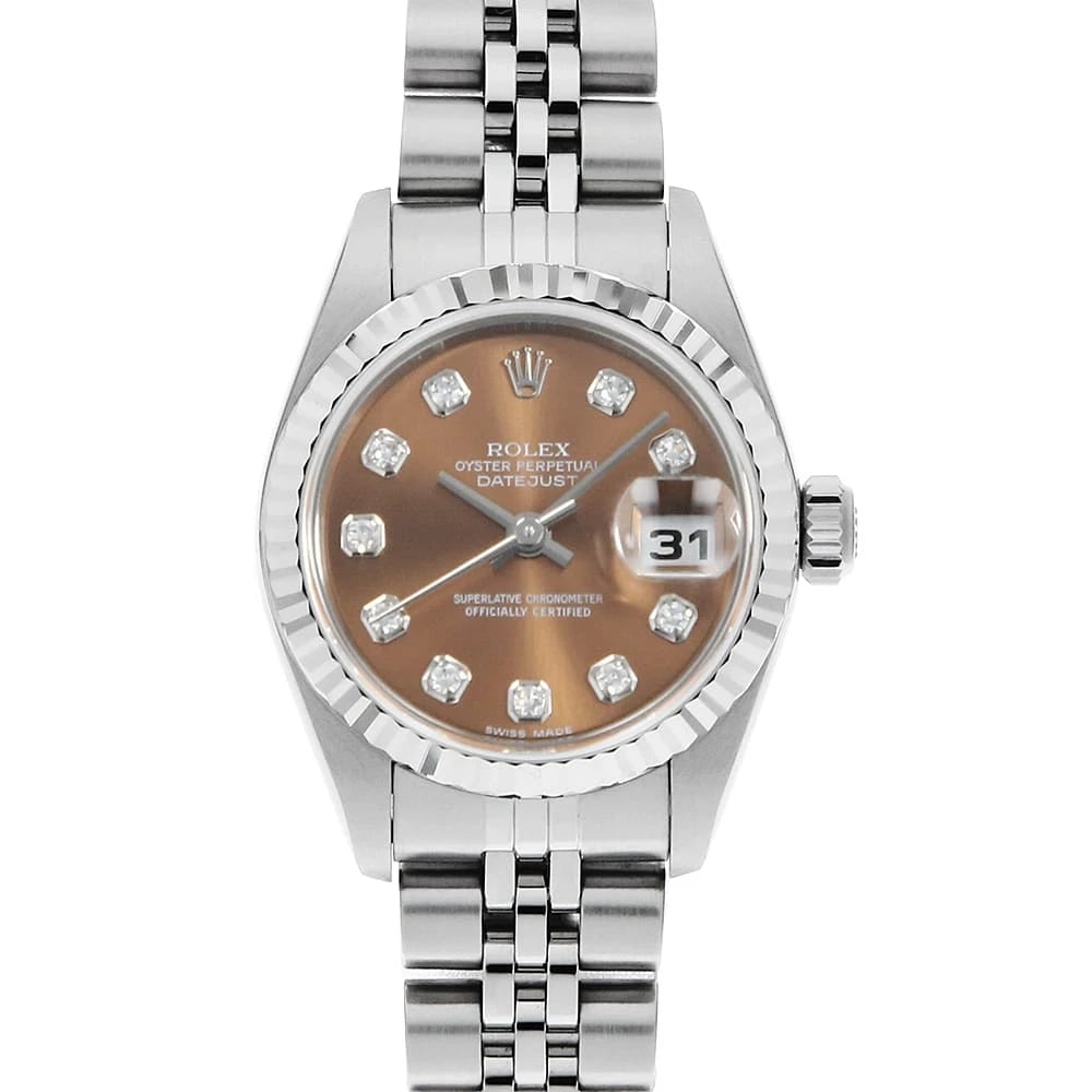 ROLEX DATEJUST DIAMOND HAVANA: ROLEX Datejust Diamond Havana Brand: ROLEX Type: Wrist watch Material: Band MaterialStainless Steel, Case MaterialStainless Steel/White gold Color: Havana Size: Case:W26mm Circumference of