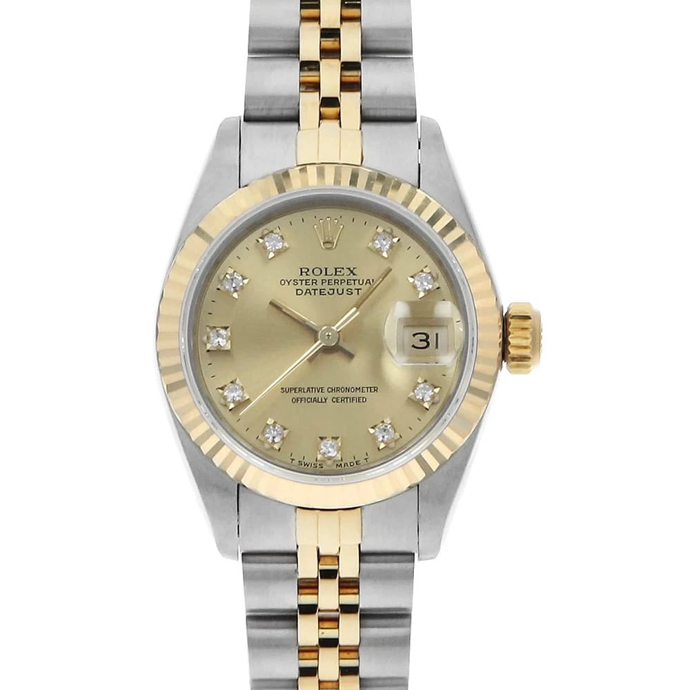 ROLEX DATEJUST DIAMOND CHAMPAGNE: ROLEX Datejust Diamond Champagne Brand: ROLEX Type: Wrist watch Material: Band MaterialStainless Steel/Yellow Gold, Case MaterialStainless Steel/Yellow Gold Color: Champagne Gold Size: