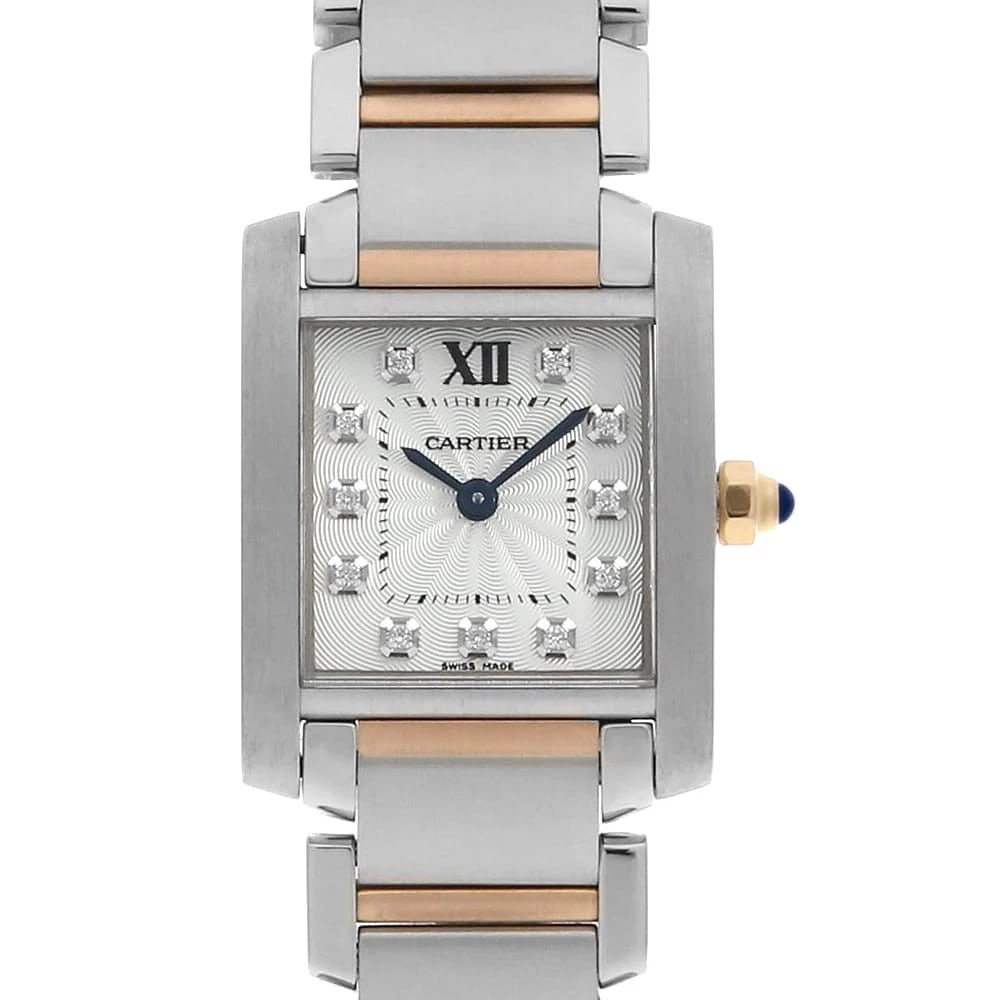 CARTIER TANK FRANCAISE: Cartier Tank francaise Brand: Cartier Type: Wrist watch Material: Band MaterialStainless Steel/Pink Gold, Case MaterialStainless Steel/Pink Gold Color: Silver Size: Case:W25mm x H20mm