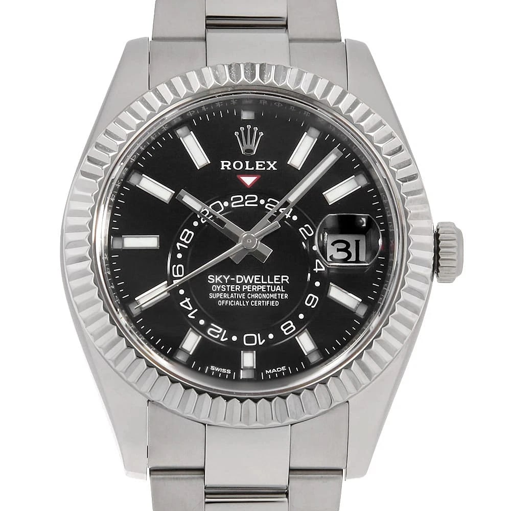 ROLEX SKY DWELLER BLACK: ROLEX SKY DWELLER black Brand: ROLEX Type: Wrist watch Material: Band MaterialStainless Steel, Case MaterialStainless Steel/White gold Color: Black Size: Case:W42mm Circumference of Wrist:19cm