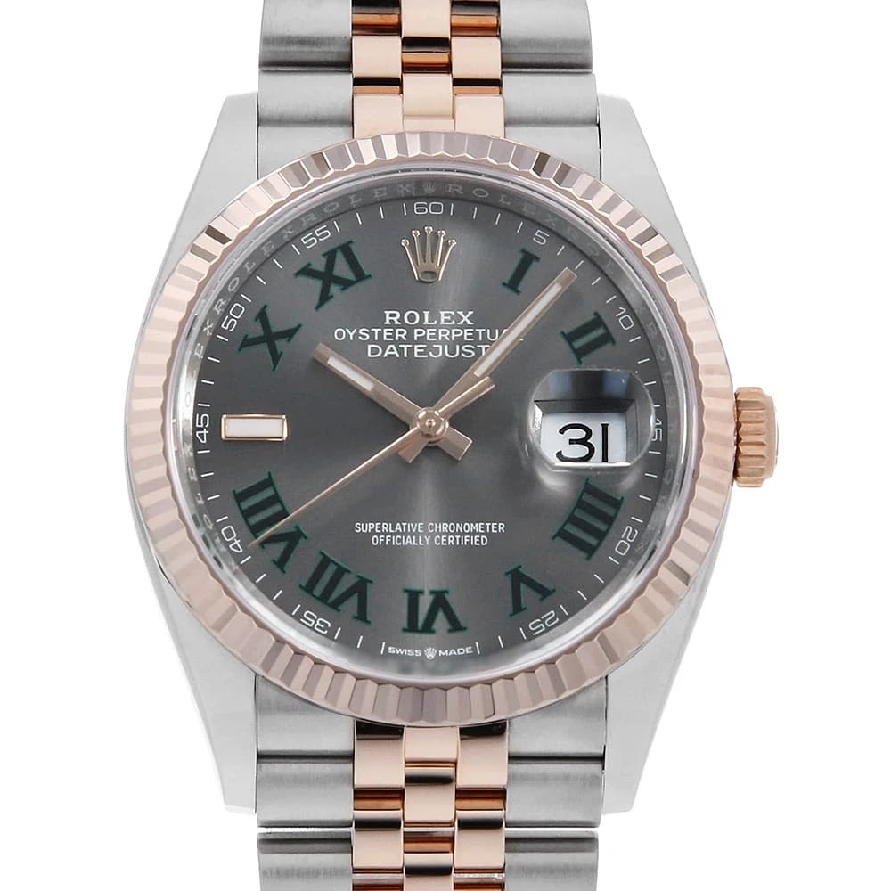 ROLEX DATEJUST SLATE GREEN: ROLEX DATEJUST slate Green Brand: ROLEX Type: Wrist watch Material: Band MaterialStainless Steel/Everose Gold, Case MaterialStainless Steel/Everose Gold Color: Slate Size: Case:W36mm