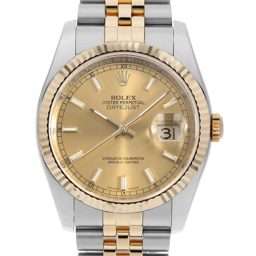 ROLEX DATEJUST CHAMPAGNE: ROLEX Datejust Champagne Brand: ROLEX Type: Wrist watch Material: Band MaterialStainless Steel/Yellow Gold, Case MaterialStainless Steel/Yellow Gold Color: Champagne Gold Size: Case:W36mm Circumfe