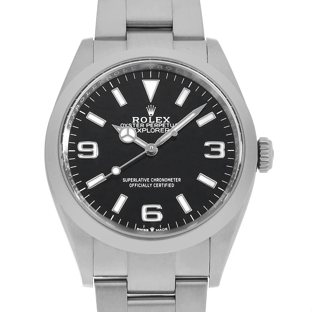 ROLEX EXPLORER BLACK: ROLEX Explorer black Brand: ROLEX Type: Wrist watch Material: Band MaterialStainless Steel, Case MaterialStainless Steel Color: Black Size: Case:W36mm Circumference of Wrist:19cm Accessories: