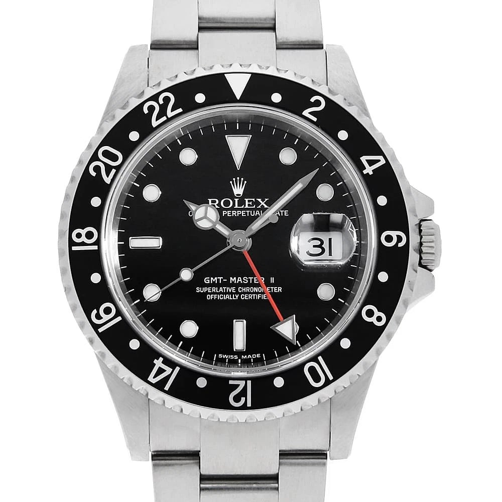 ROLEX GMT MASTER BLACK: ROLEX GMT Master black Brand: ROLEX Type: Wrist watch Material: Band MaterialStainless Steel, Case MaterialStainless Steel Color: Black Size: Case:W40mm Circumference of Wrist:18cm 
