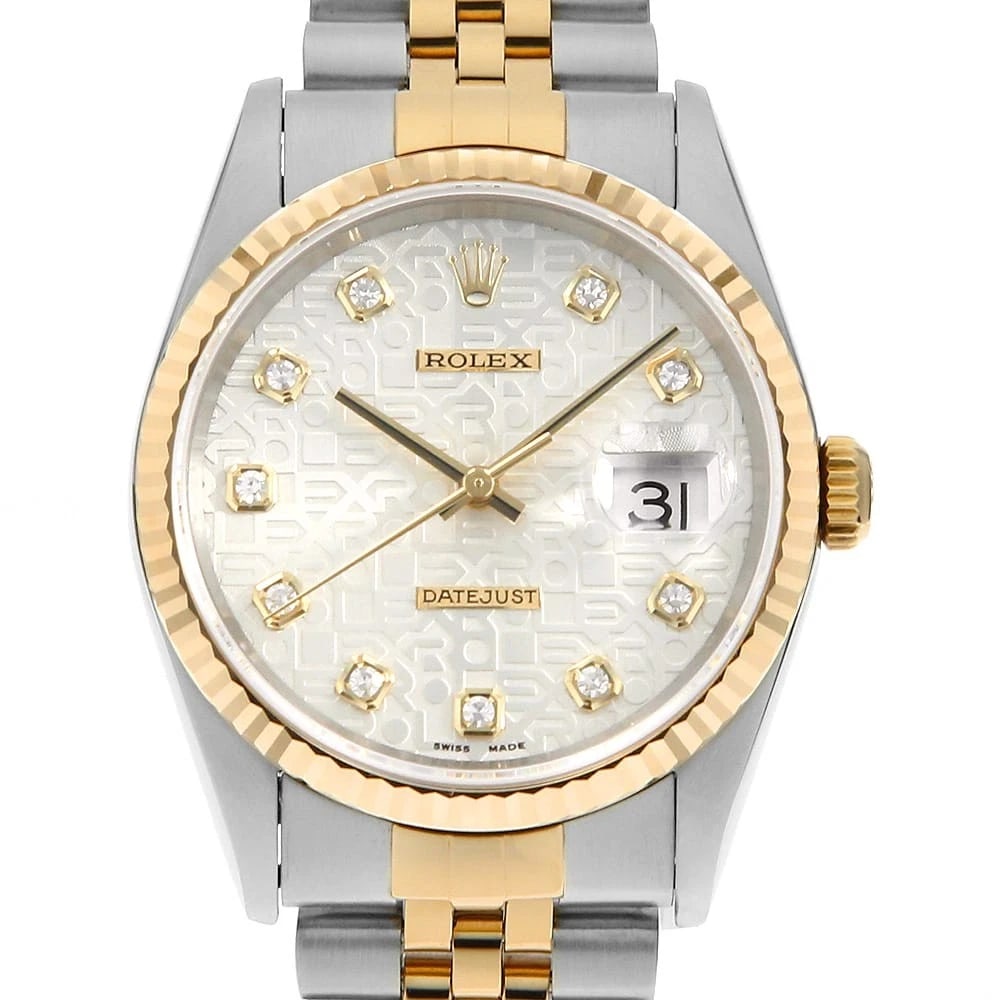 ROLEX DATEJUST DIAMOND SILVER: ROLEX Datejust Diamond Silver Brand: ROLEX Type: Wrist watch Material: Band MaterialStainless Steel/Yellow Gold, Case MaterialStainless Steel/Yellow Gold Color: Silver Size: Case:W36mm