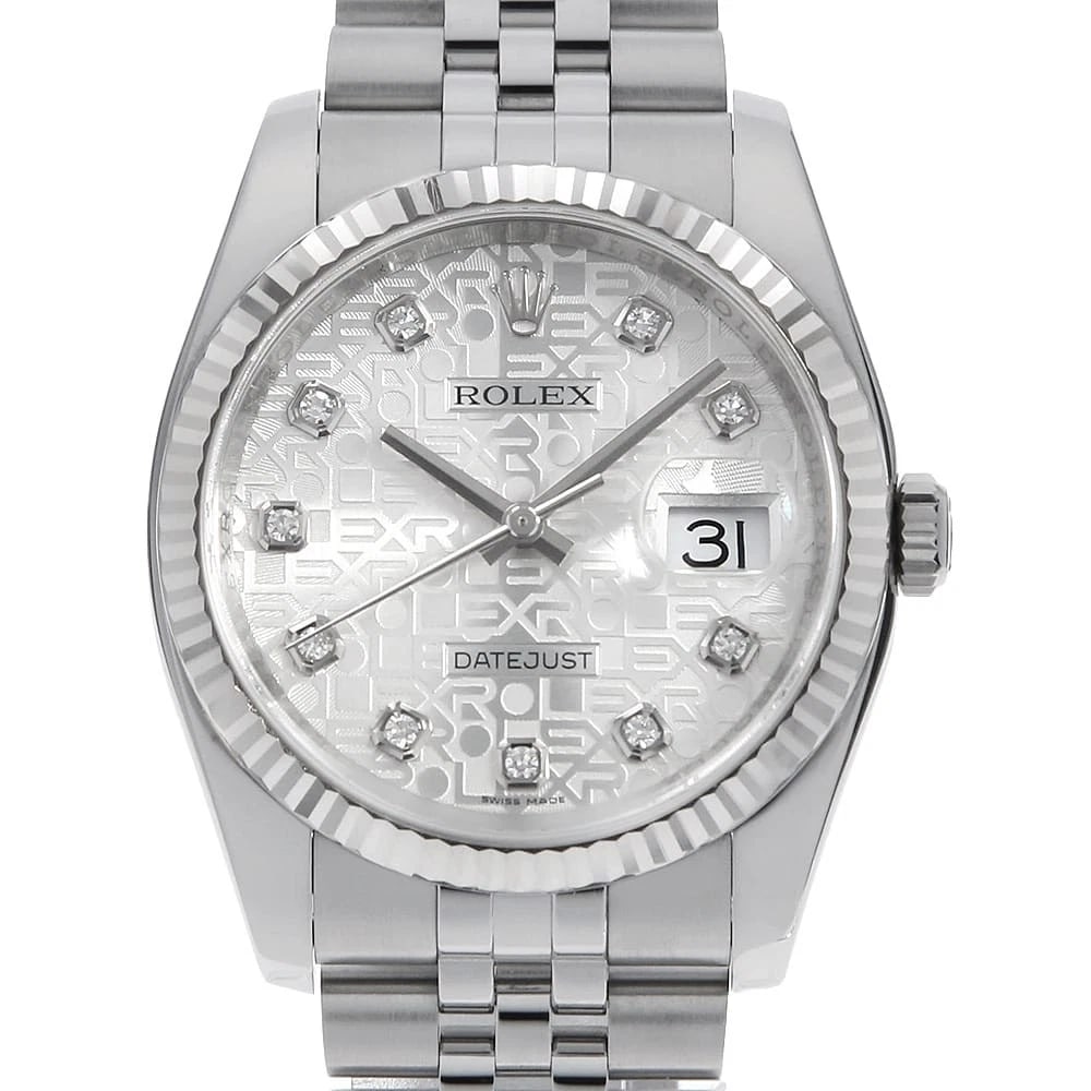 ROLEX DATEJUST DIAMOND SILVER: ROLEX Datejust Diamond Silver Brand: ROLEX Type: Wrist watch Material: Band MaterialStainless Steel, Case MaterialStainless Steel/White gold Color: Silver Size: Case:W36mm Circumference of Wrist:1