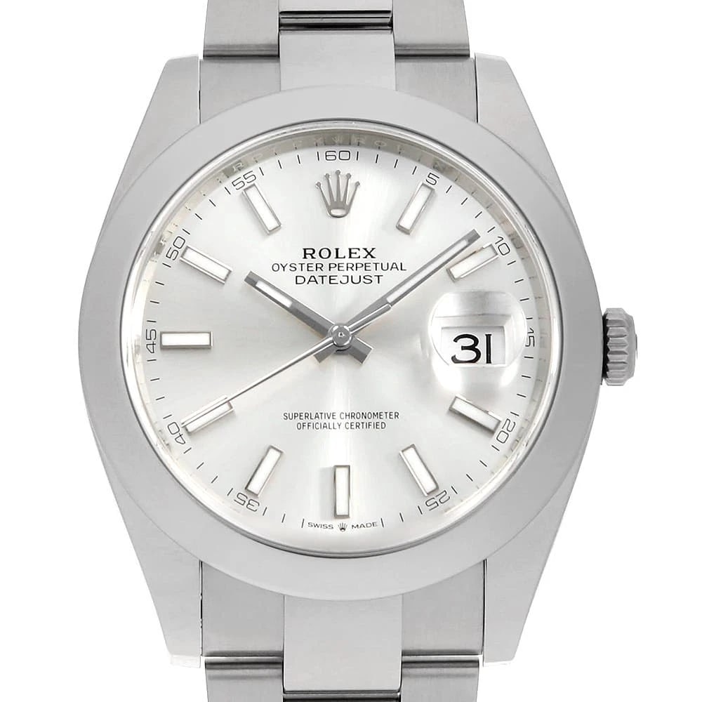 ROLEX DATEJUST SILVER: ROLEX Datejust Silver Brand: ROLEX Type: Wrist watch Material: Band MaterialStainless Steel, Case MaterialStainless Steel Color: Silver Size: Case:W41mm Circumference of Wrist:19cm Accessories: N