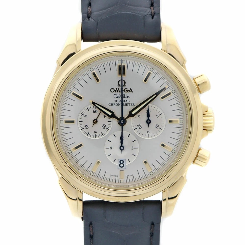 OMEGA DEVIL CO AXIAL SILVER WATCH: OMEGA Devil Co Axial Silver Watch Brand: OMEGA Type: Wristwatch Material: Band Material18Kyg (Yellow Gold), Band Material18Kyg (Yellow Gold), Case MaterialCase MaterialN/A Color: yellow gold Size: