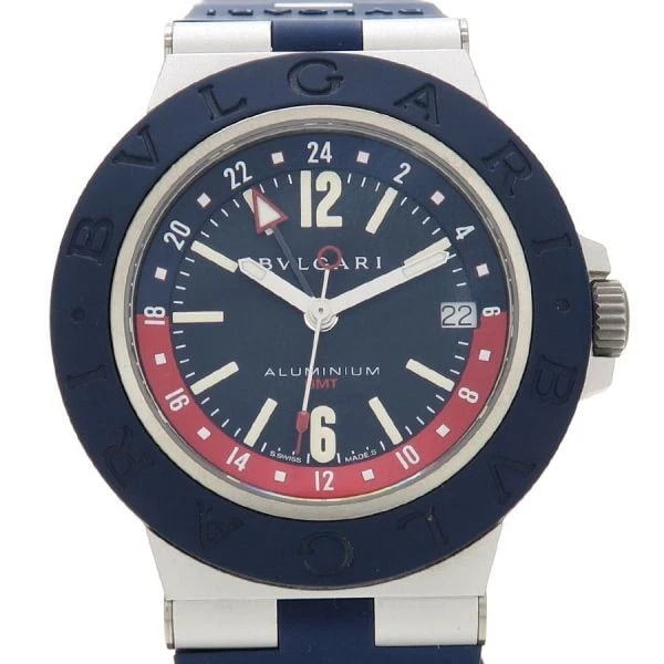 BVLGARI ALUMINUM WATCH: BVLGARI Aluminum Watch Brand: BVLGARI Type: Wristwatch Material: Band MaterialAl Aluminum, Band MaterialAl Aluminum, Case MaterialCase MaterialN/A Color: navy Size: Wrist SizeNA, Case Size40mm