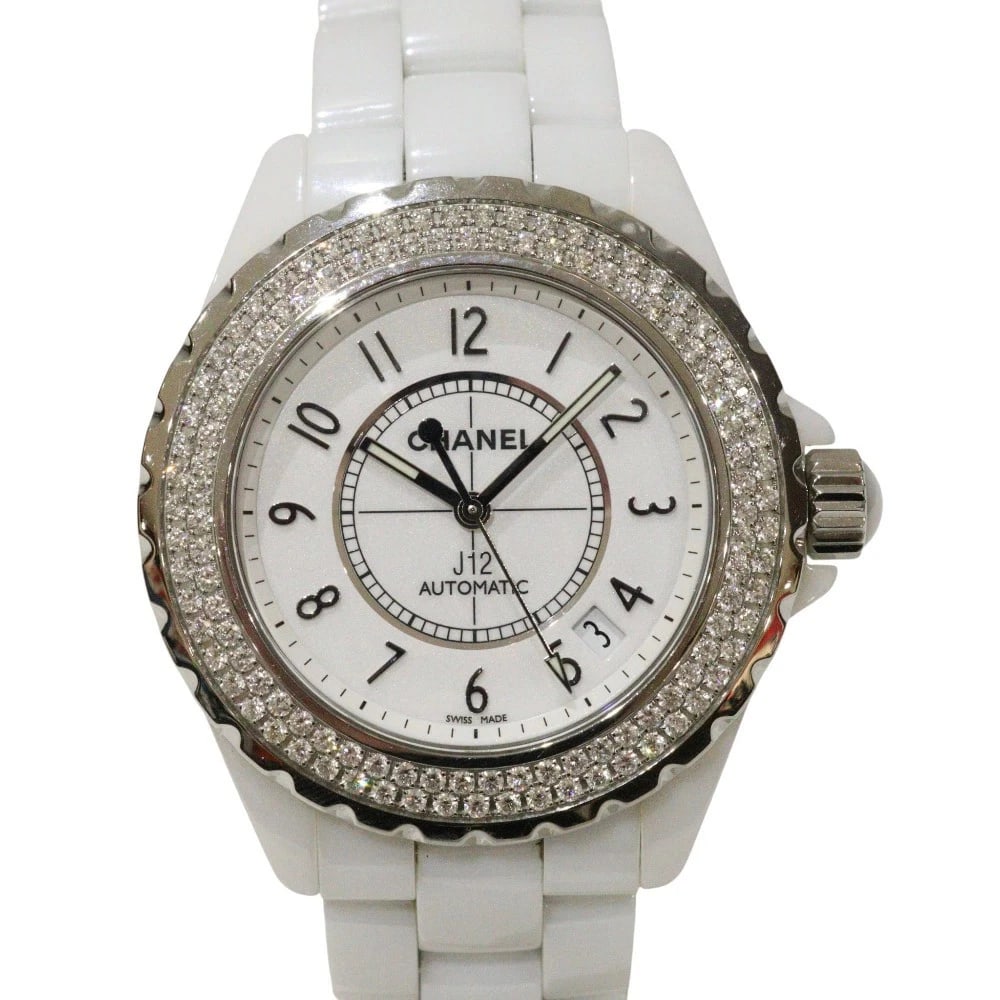 CHANEL J12 WHITE WATCH: CHANEL J12 White Watch Brand: CHANEL Type: Wristwatch Material: Band MaterialCeramic, Band MaterialCeramic, Case MaterialCase MaterialN/A Color: white Size: Wrist Sizenone, Case Size39mm 