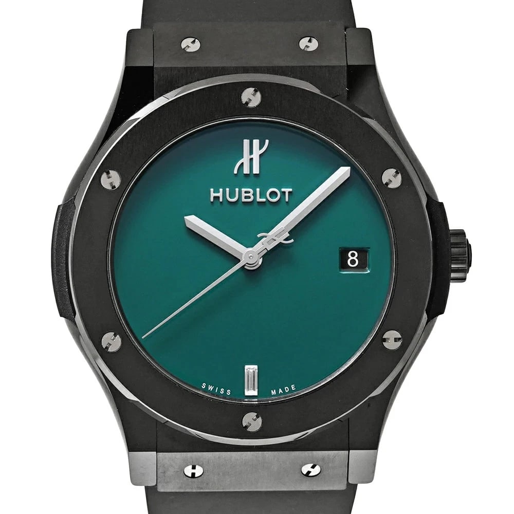 HUBLOT CLASSIC FUSION GREEN WATCH: HUBLOT Classic Fusion Green Watch Brand: HUBLOT Type: Wristwatch Material: Band MaterialCeramic, Band MaterialCeramic, Case MaterialCase MaterialN/A Color: none Size: Wrist Sizenone, Case