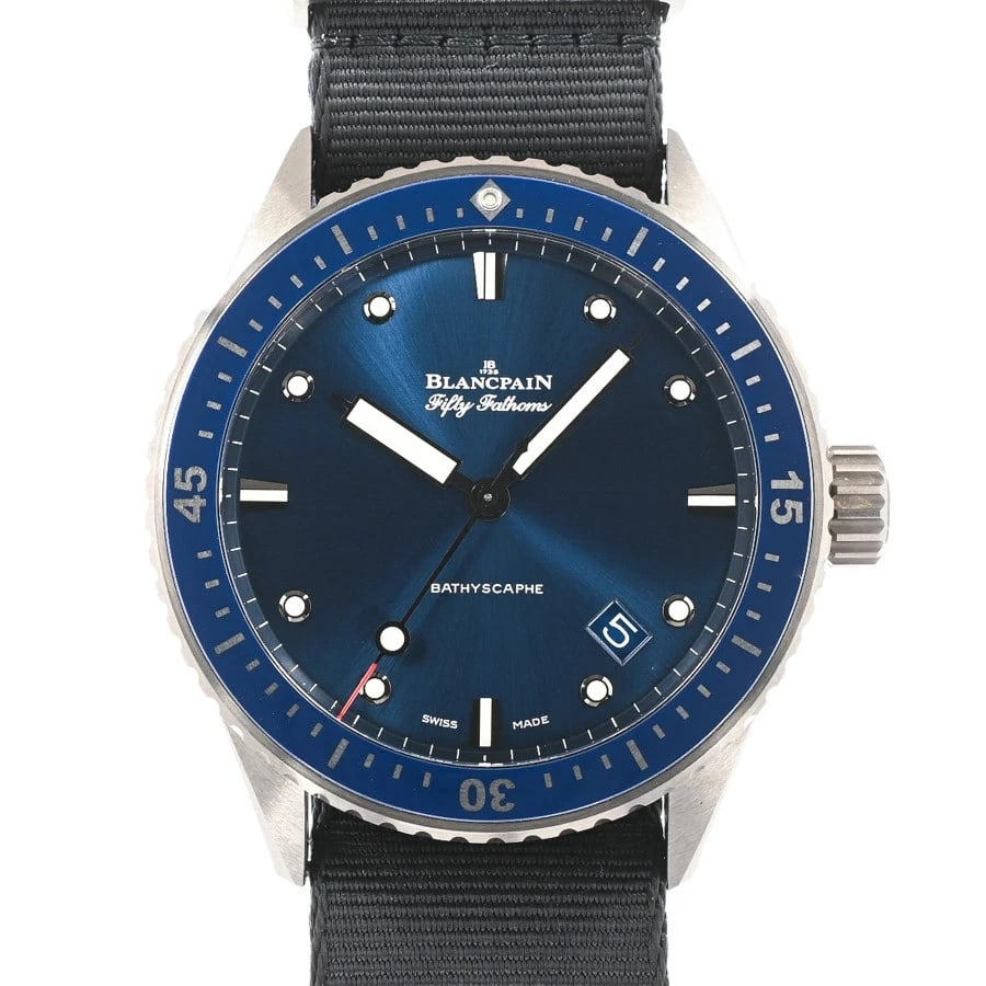 BLANCPAIN FATHOMS BATHYSCAPHE WATCH: BLANCPAIN Fathoms Bathyscaphe Watch Brand: BLANCPAIN Type: Wristwatch Material: Band MaterialCeramic/Nylon Belt, Band MaterialCeramic/Nylon Belt, Case MaterialCase MaterialN/A Color: blue 