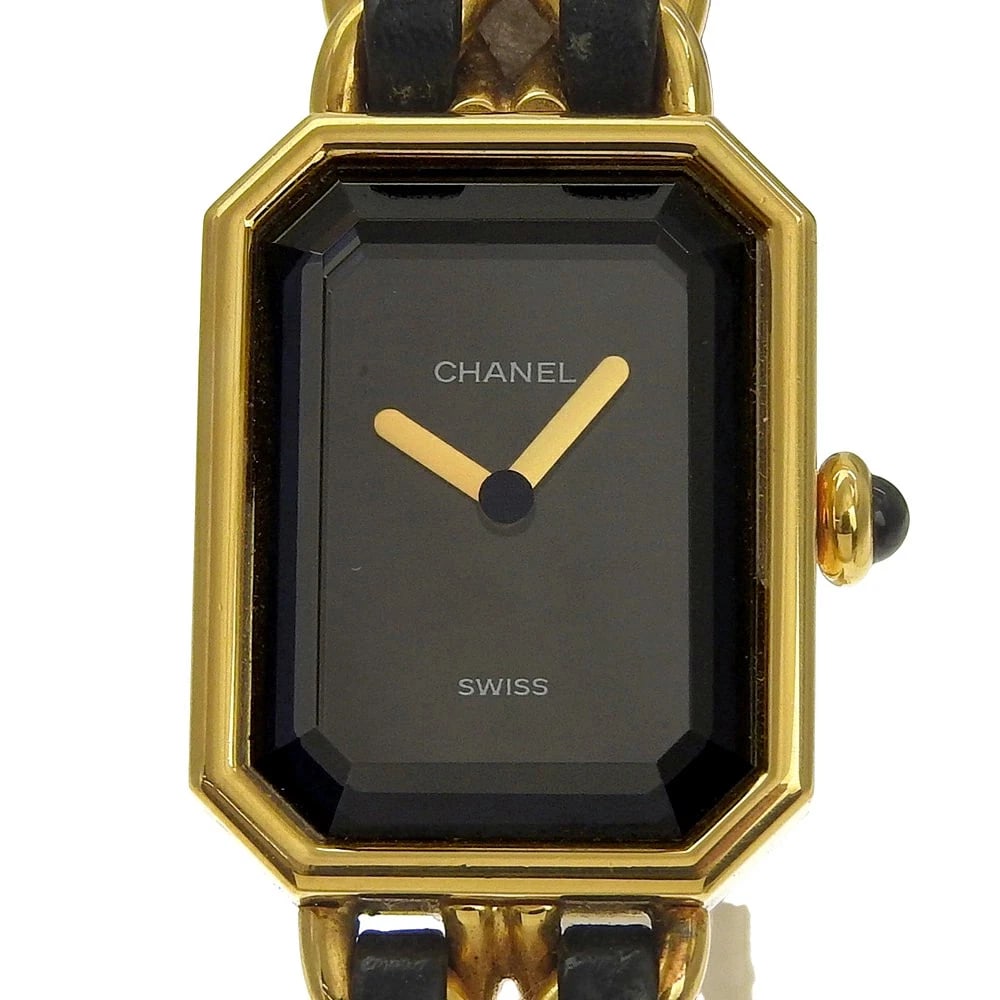 CHANEL PREMIER BLACK WATCH: CHANEL Premier Black Watch Brand: CHANEL Type: Wristwatch Material: Band MaterialGold Plated/Leather, Band MaterialGold Plated/Leather, Case MaterialCase MaterialN/A Color: black Size: Wrist