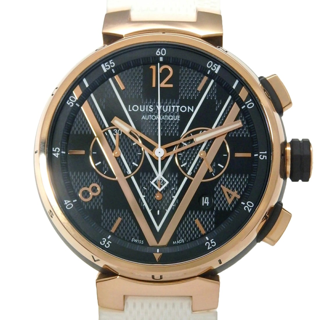 LOUIS VUITTON WATCH: LOUIS VUITTON Watch Brand: LOUIS VUITTON Type: Wristwatch Material: Band MaterialK18Pg/Ss/Rubber, Band MaterialK18Pg/Ss/Rubber, Case MaterialCase MaterialN/A Color: none Size: Wrist Size17-21cm, C