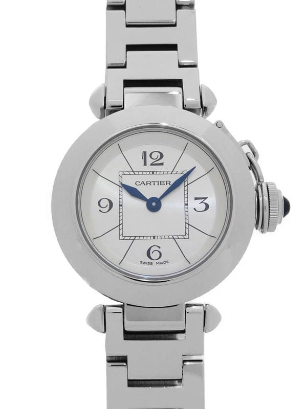 CARTIER MISS PASHA SILVER WATCH: CARTIER Miss Pasha Silver Watch Brand: CARTIER Type: Wristwatch Material: Band MaterialN/A, Band MaterialN/A, Case MaterialCase MaterialN/A Color: silver Size: Wrist Size16.5cm, Case Size27mm 