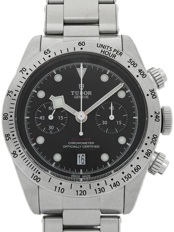 TUDOR HERITAGE BLACK CHRONO BLACK WATCH: TUDOR Heritage Black Chrono Black Watch Brand: TUDOR Type: Wristwatch Material: Band MaterialN/A, Band MaterialN/A, Case MaterialCase MaterialN/A Color: black Size: Wrist Size20.5cm, Case Size41mm