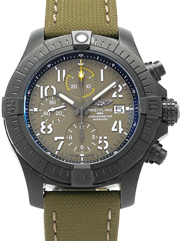 BREITLING AVENGER CHRONOGRAPH WATCH: BREITLING Avenger Chronograph Watch Brand: BREITLING Type: Wristwatch Material: Band MaterialN/A, Band MaterialN/A, Case MaterialCase MaterialN/A Color: khaki Size: Wrist Size20cm, Case