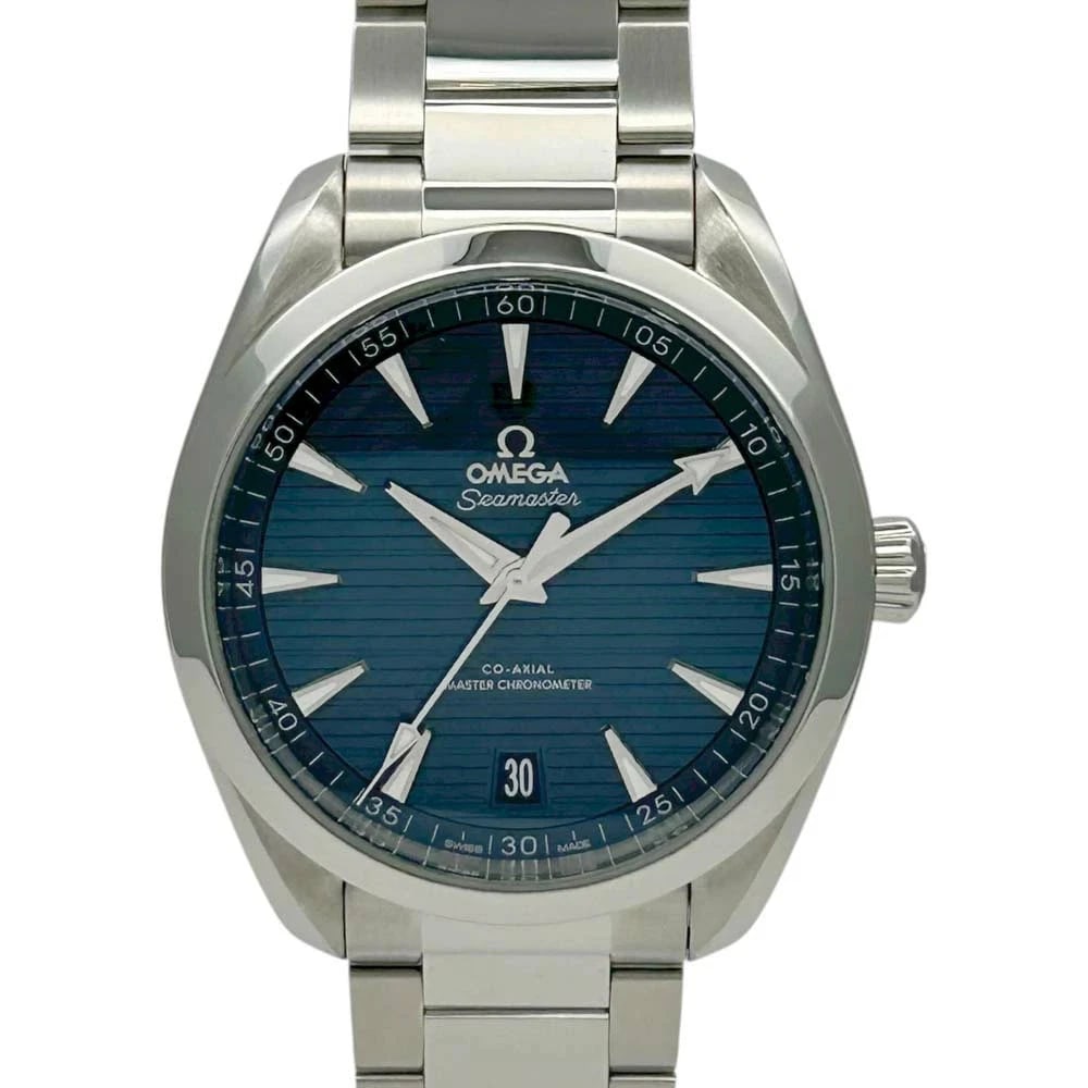 OMEGA AQUA TERRA MASTER CO AXIAL WATCH: OMEGA Aqua Terra Master Co Axial Watch Brand: OMEGA Type: Wristwatch Material: Band MaterialN/A, Band MaterialN/A, Case MaterialCase MaterialN/A Color: blue Size: Wrist SizeNA, Case Size41mm Acce