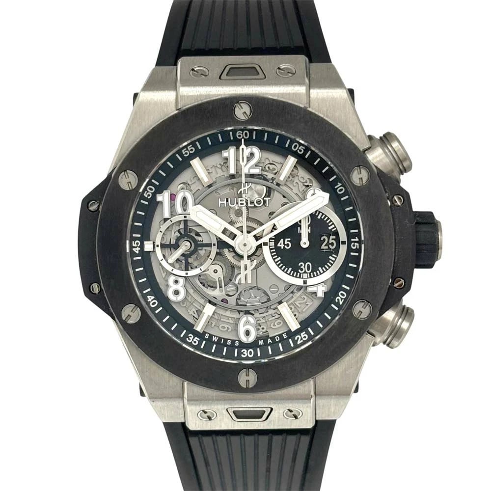 HUBLOT BIG BANG UNICO TITANIUM BLACK WATCH: HUBLOT Big Bang Unico Titanium Black Watch Brand: HUBLOT Type: Wristwatch Material: Band MaterialN/A, Band MaterialN/A, Case MaterialCase MaterialN/A Color: black Size: Wrist SizeNA, Case