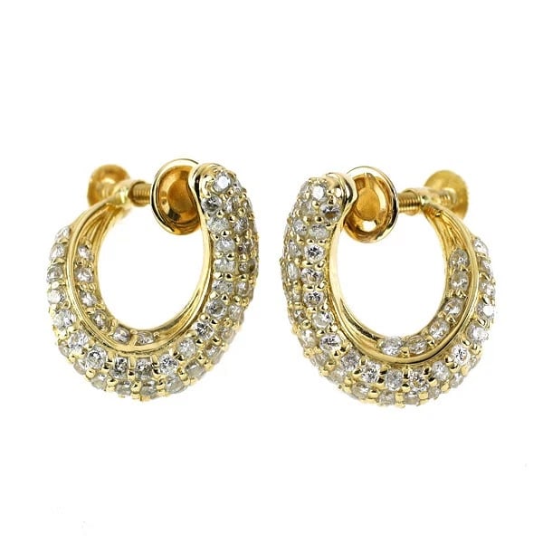 K18YG DIAMOND HOOP EARRINGS: K18YG Diamond Hoop Earrings Brand: None Type/Style: earring Material: Metal Purity K18, Metal Gold, Main Stone/Creation Natural Color: Yellow Gold Size: None Accessories: None Accessories