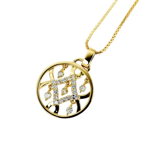 K18YG DIAMOND PENDANT NECKLACE: K18YG DIAMOND PENDANT NECKLACE Brand: None Type/Style: Pendant Necklace Material: Metal Purity K18, Metal Gold, Main Stone/Creation Natural Color: None Size: Necklace: Chain Length ?45.5 