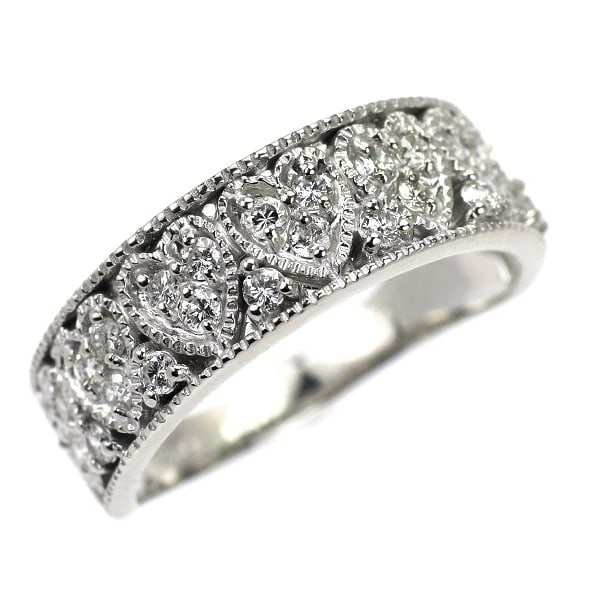 K18WG HEART DIAMOND RING: K18WG heart diamond ring Brand: None Type/Style: Ring Material: Metal Purity K18, Metal Gold, Main Stone/Creation Natural Color: White Gold Size: 6.75 - 7 US Accessories: None Accessories