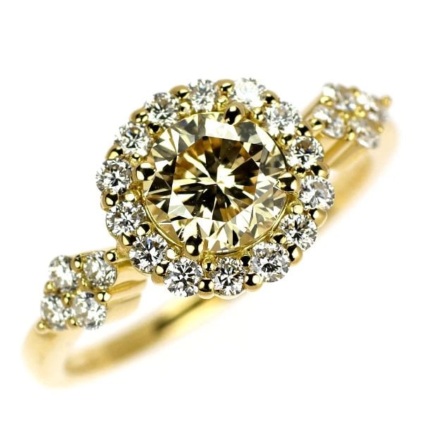 BRAND NEW K18YG DIAMOND RING: Brand New K18YG Diamond Ring Brand: None Type/Style: Ring Material: Metal Purity K18, Metal Gold, Main Stone/Creation Natural Color: None Size: 6 US Accessories: None Accessories Notice: W