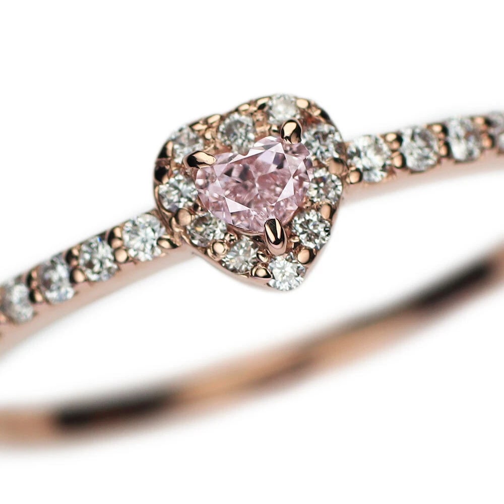 BRAND NEW K18PG HEART SHAPE NATURAL PINK DIAMOND RING: Brand New K18PG Heart Shape Natural Pink Diamond Ring Brand: None Type/Style: Ring Material: Metal Purity None, Metal K18PG, Main Stone/Creation Natural Color: None Size: 5.25 US Accessories:
