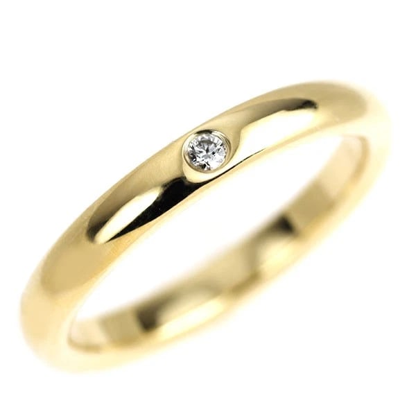 TIFFANY & CO K18YG DIAMOND RING STACKING BAND: Tiffany & Co K18YG diamond ring stacking band Brand: Tiffany Type/Style: Ring Material: Metal Purity K18, Metal Gold, Main Stone/Creation Natural Color: None Size: 4.75 - 5 US Accessories: