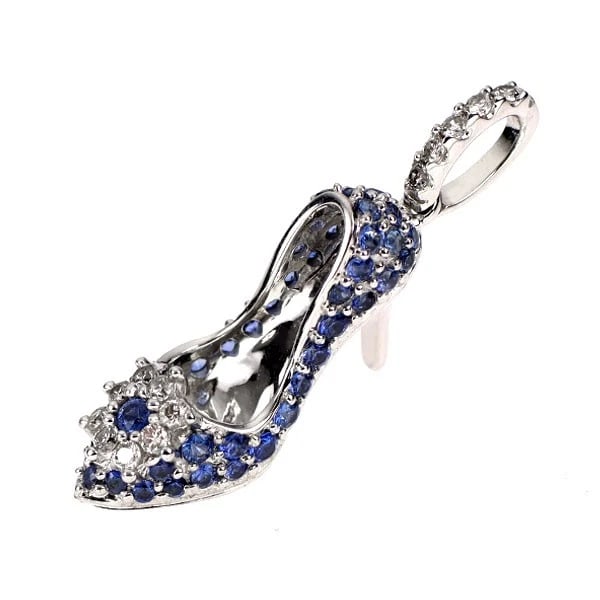 K18WG SAPPHIRE DIAMOND PENDANT TOP: K18WG sapphire diamond pendant top Brand: None Type/Style: pendant top Material: Metal Purity K18, Metal Gold, Main Stone/Creation sapphires Color: White Gold Size: None Accessories: None
