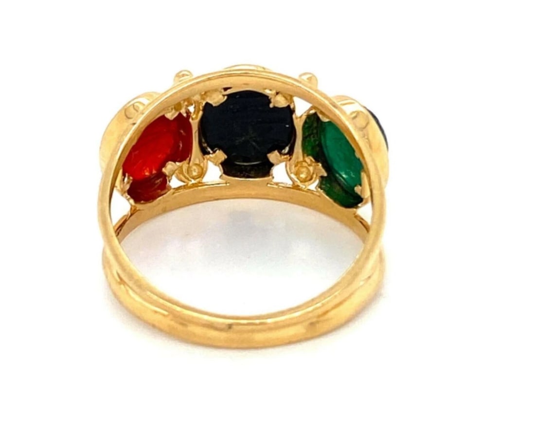 COLORED CARNELIAN SCARAB RING - 3